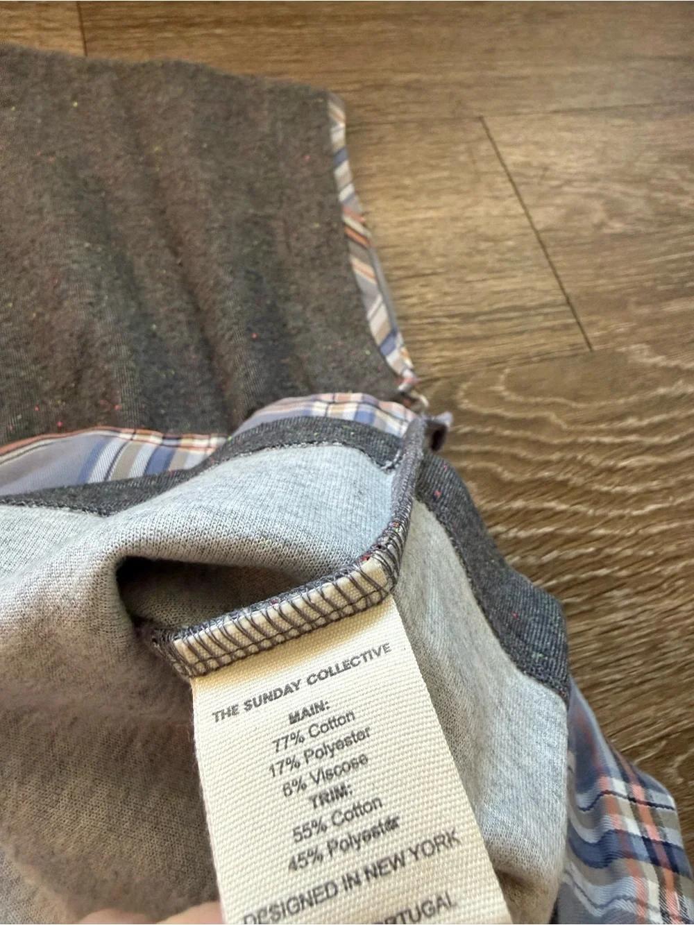 NWT The Sunday Collective Grey and Plaid Detail Dress